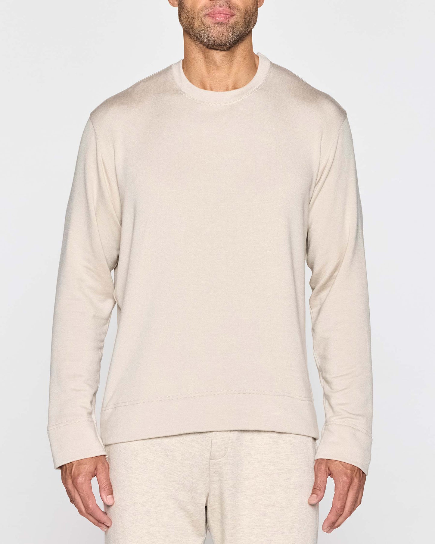 Stone | Mens Long Sleeve Crew Front