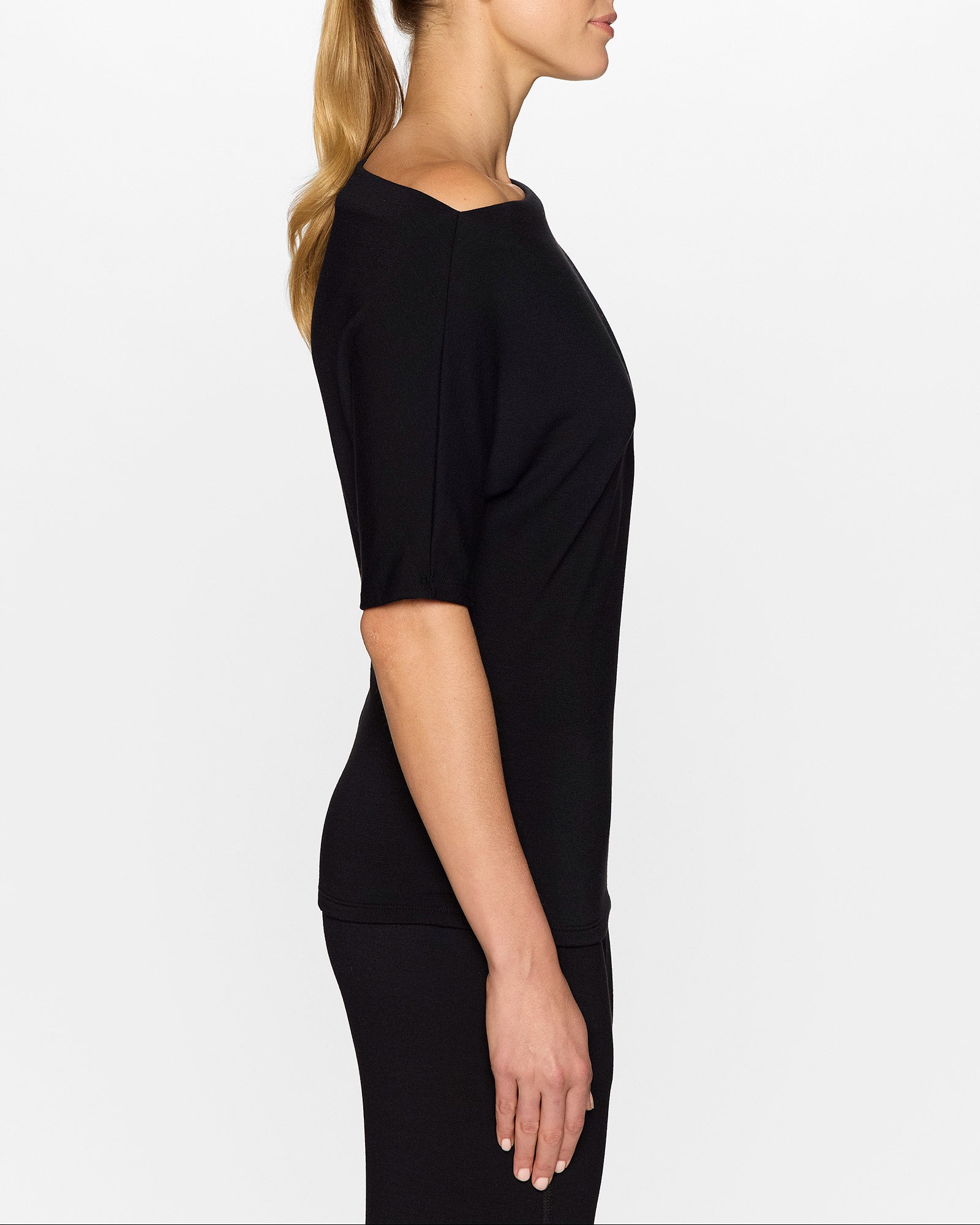 Black | The Cindy Short Sleeve Top by Bleusalt
