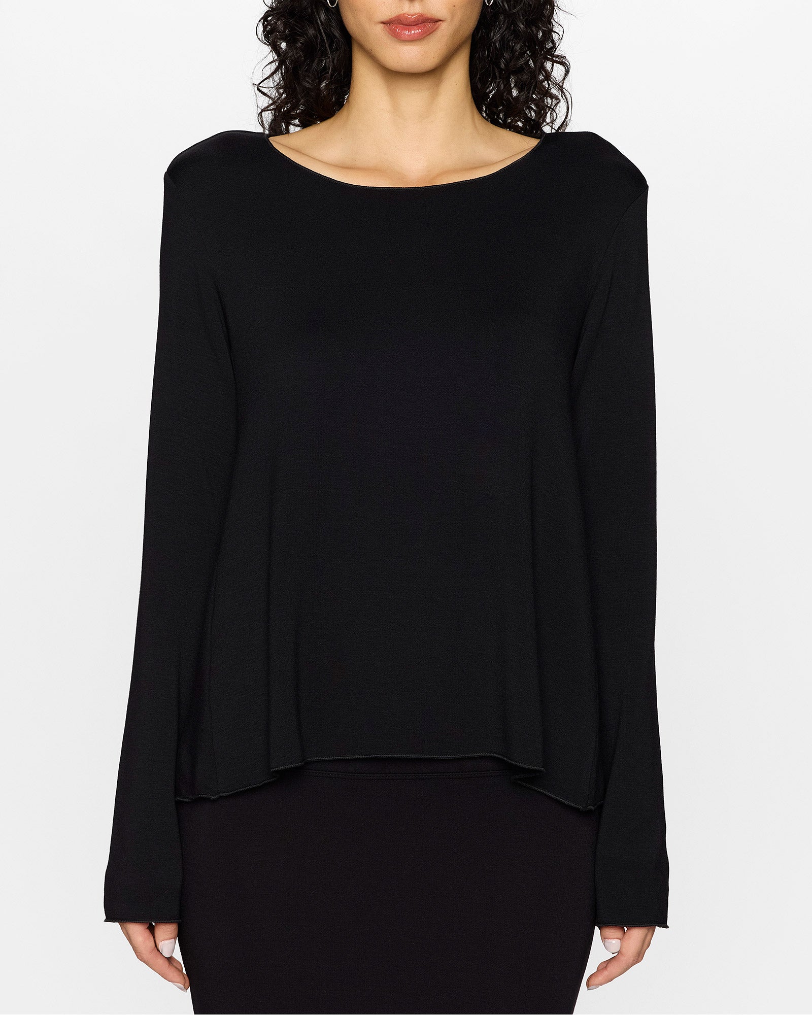 Black | The Long Barbra Top by Bleusalt