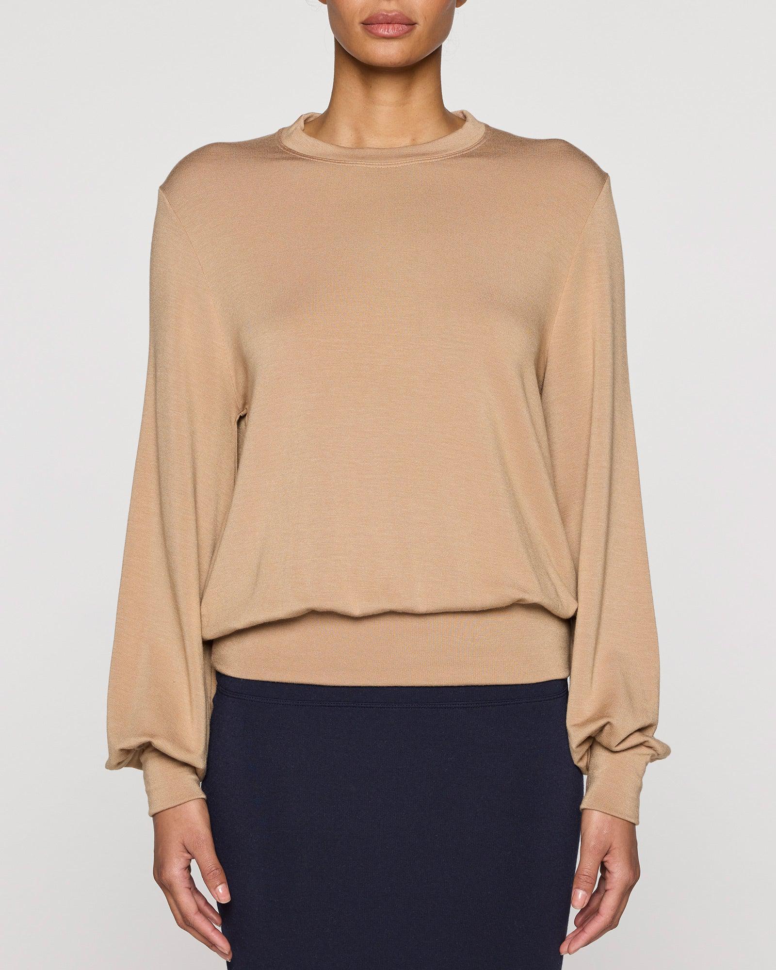 Camel | Womens Bubble Crew Long Sleeve