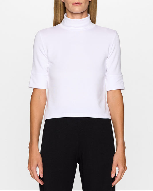 White | Mockneck Top by Bleusalt