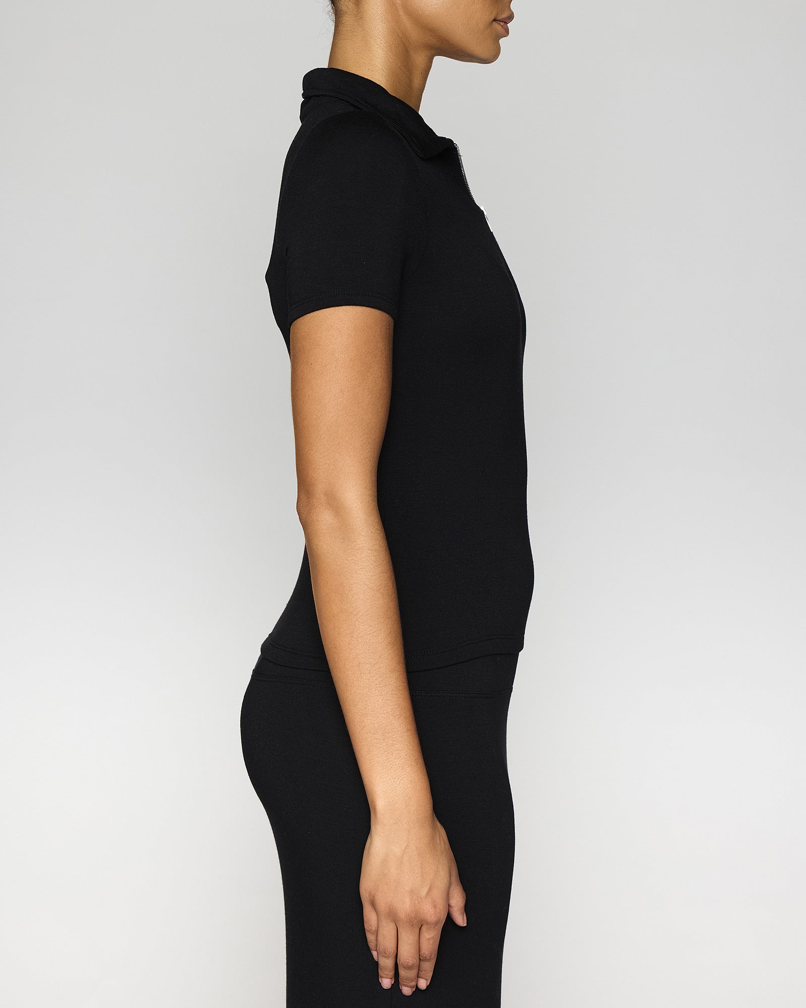 Black | Women's Zip Polo Side
