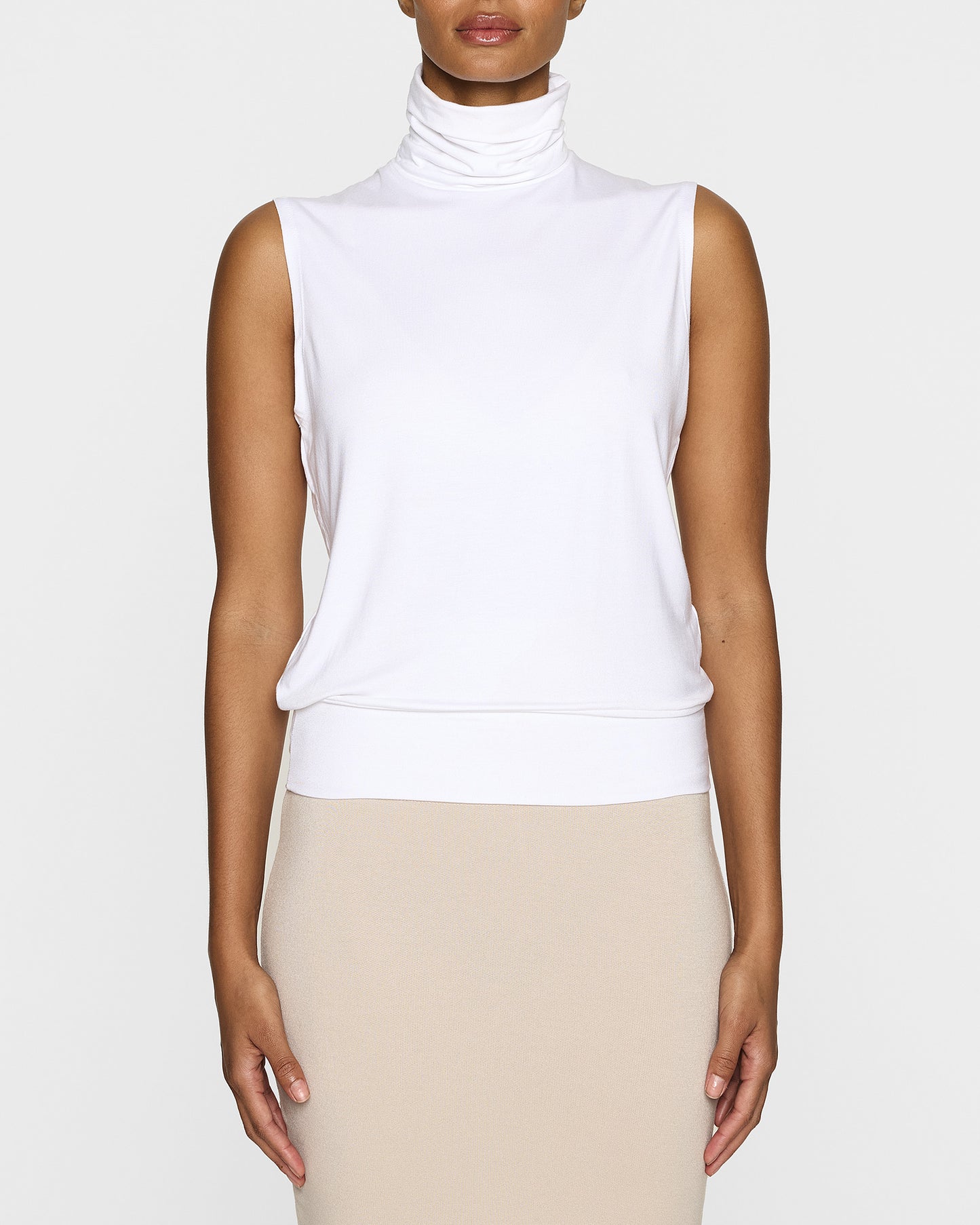 White | The Sleeveless Turtleneck LITE