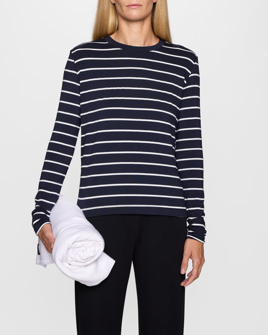 Navy Stripe | Women's Long Sleeve Crew Shirt
