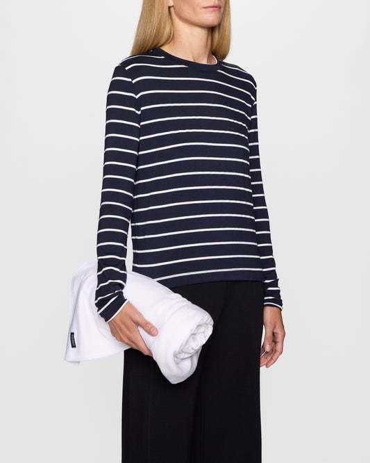 Navy Stripe | Women's Long Sleeve Crew Shirt