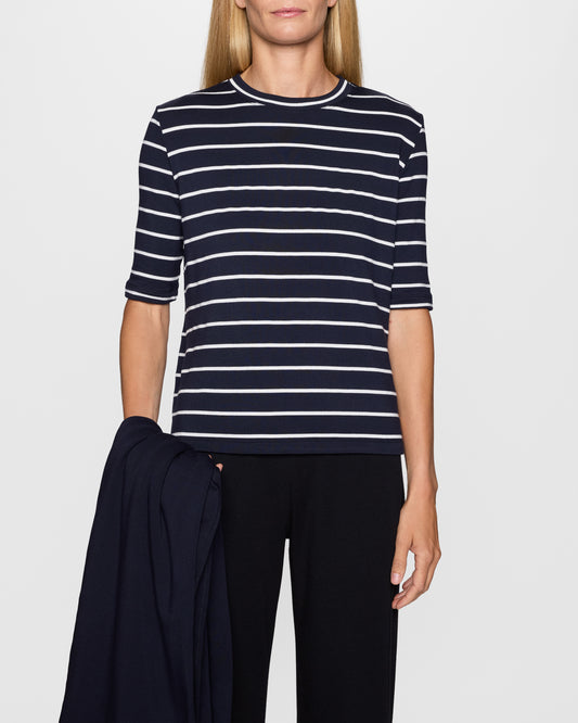 Navy Stripe | The Elbow Sleeve Classic Crew
