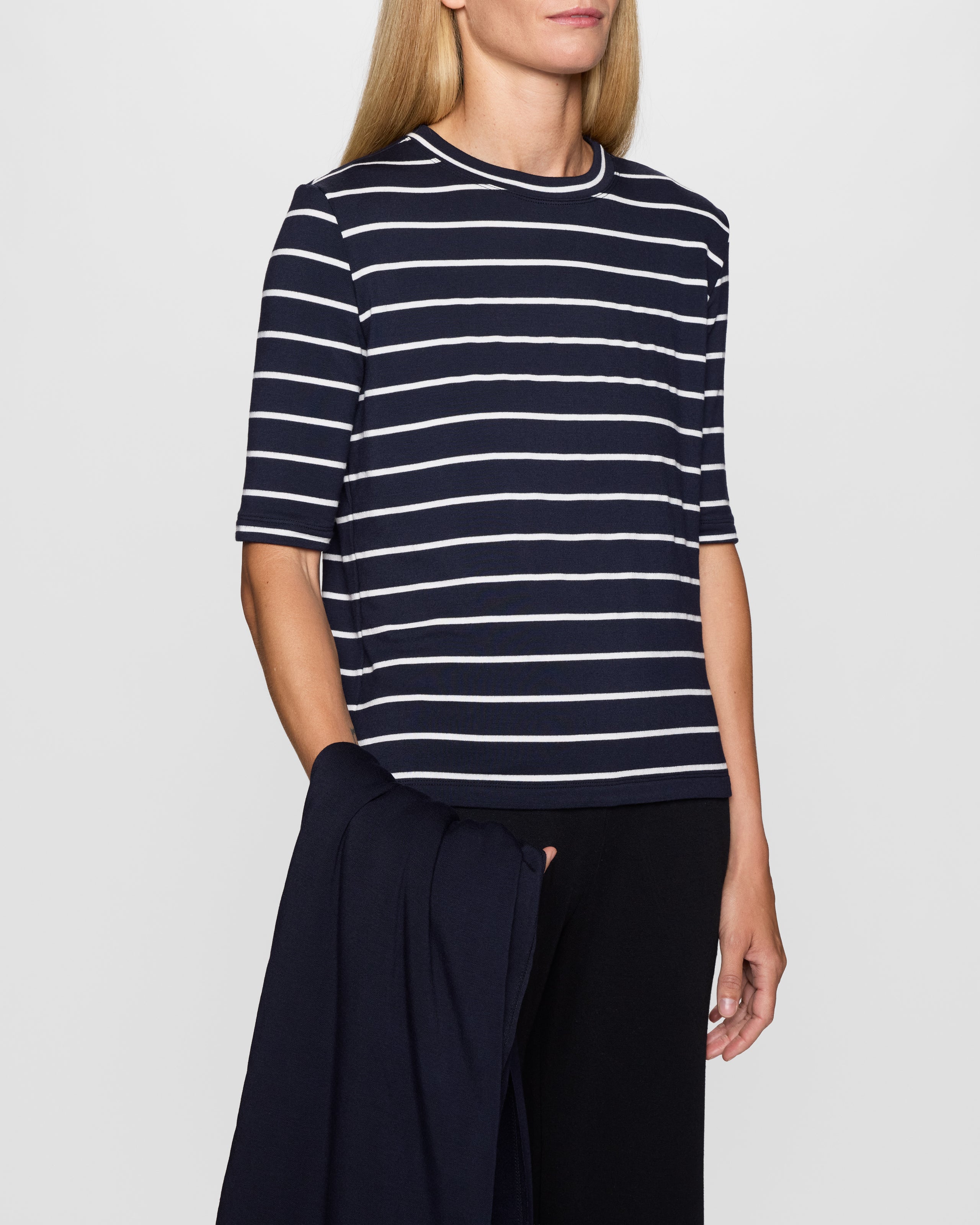 Navy Stripe | The Elbow Sleeve Classic Crew