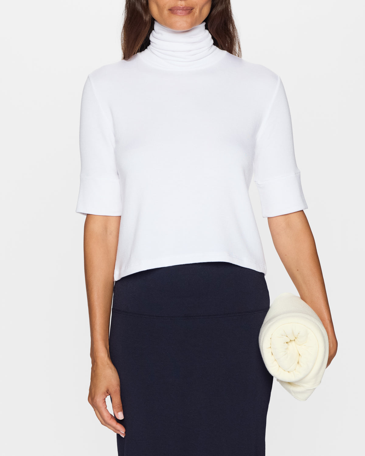 White | The Elbow Sleeve Turtleneck