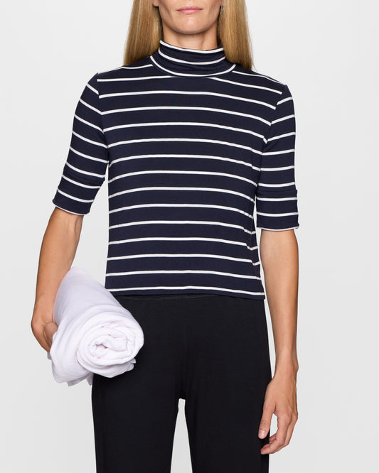Navy Stripe | The Mock Neck Top 