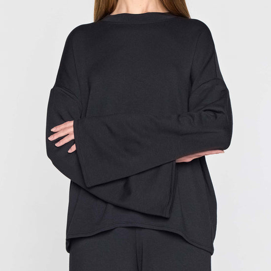 Black | The Bell Sleeve Crew Front