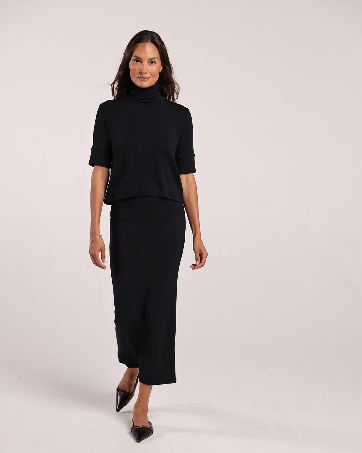Black | The Elbow Sleeve Turtleneck
