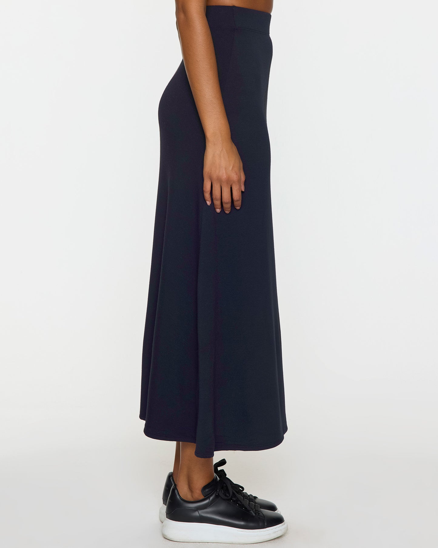 Navy | The Long A-Line Skirt Side