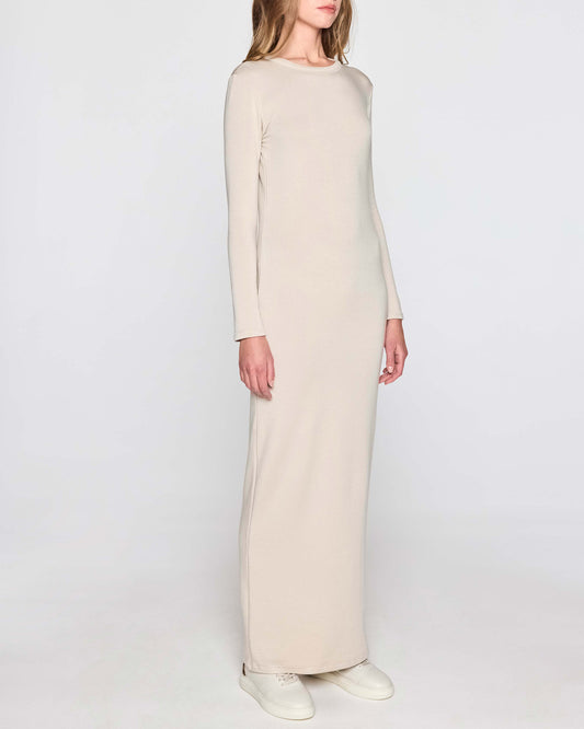 Stone | Long Sleeve Crew Dress Angle