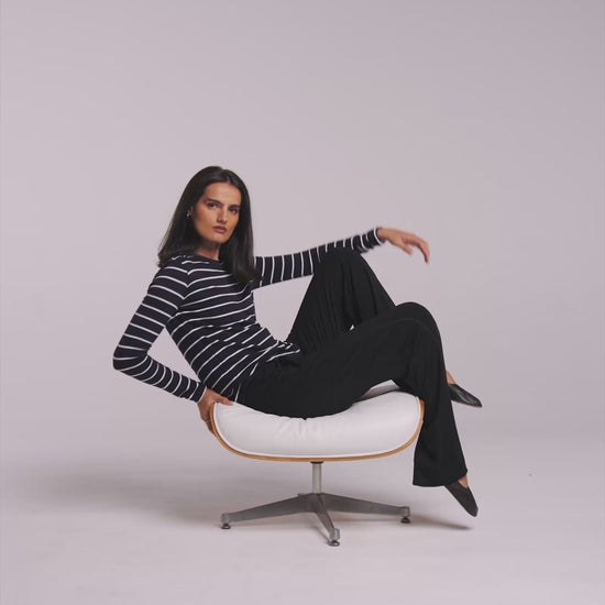 Navy Stripe | Women's Long Sleeve Crew Shirt