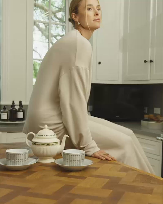 Stone | The Womens Long Sleeve Oversized Crew Shirt