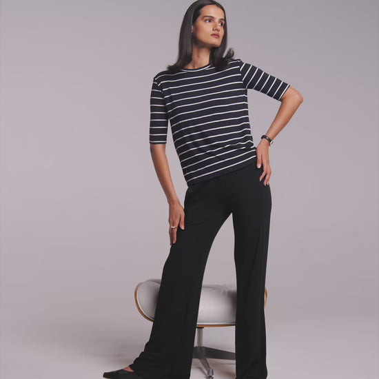 Navy Stripe | The Elbow Sleeve Classic Crew
