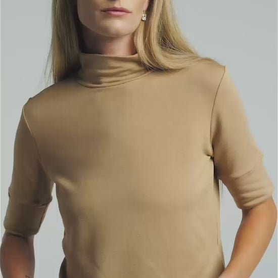 Camel | The Mock Neck Top by Bleusalt