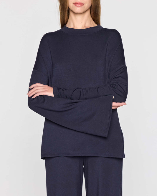 Navy | The Bell Sleeve Crew Front