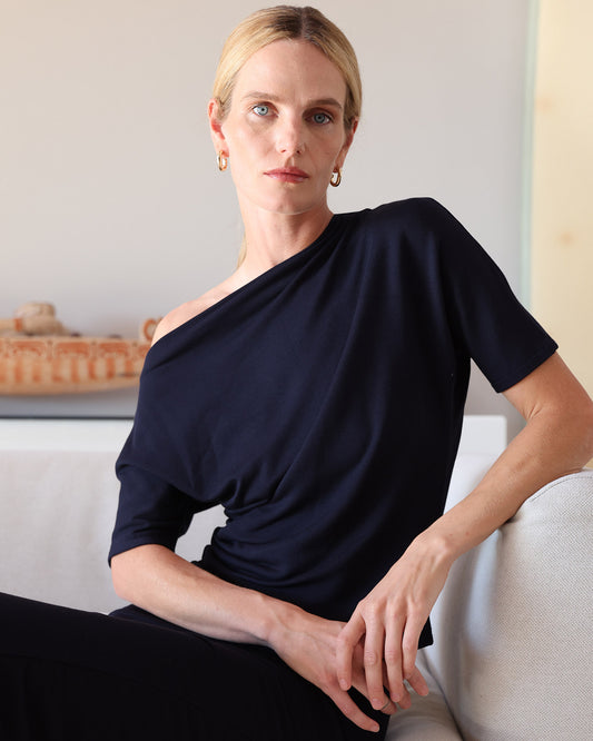 Navy | The Cindy Short Sleeve Top by Bleusalt