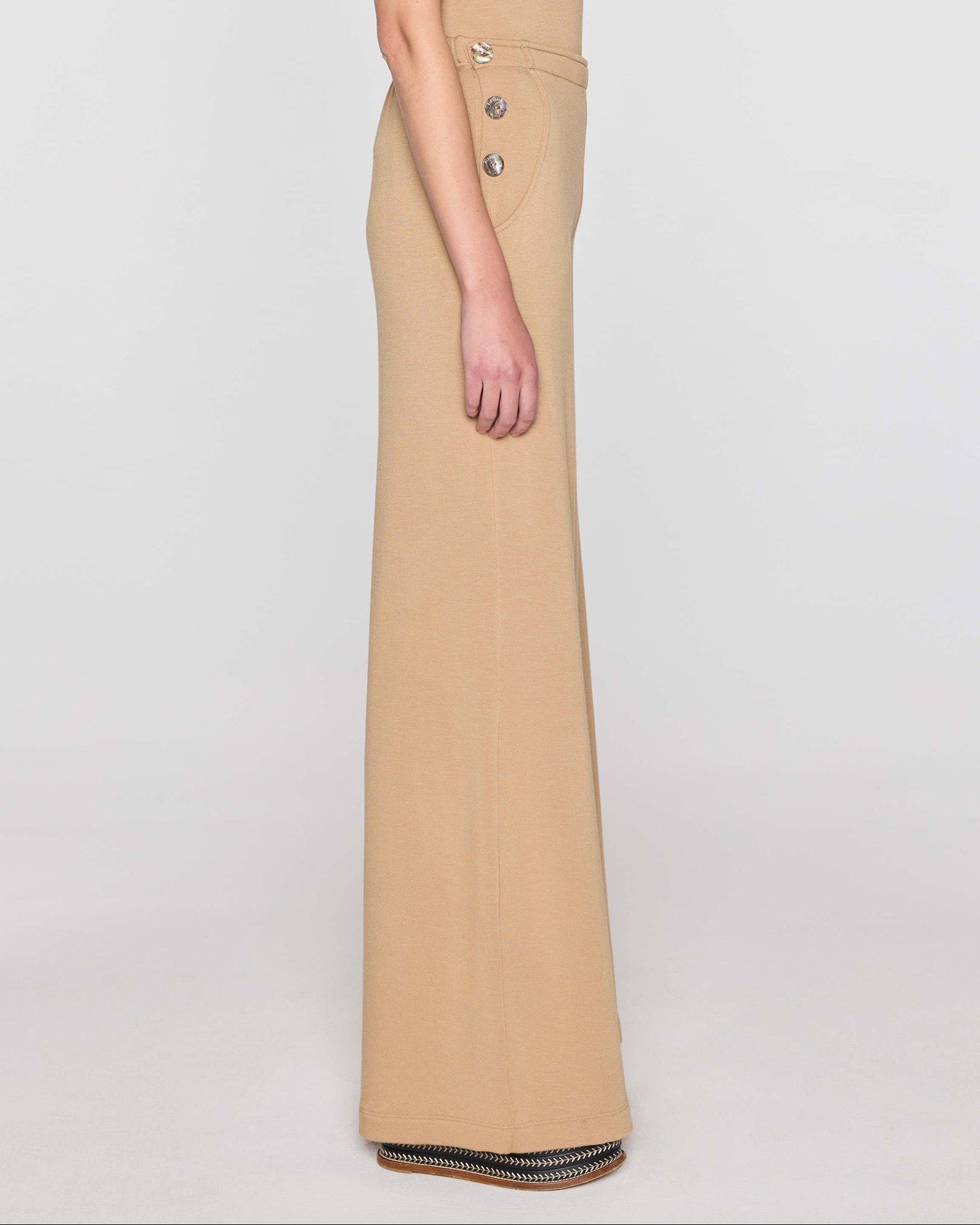 Camel | Palazzo Sailor Pant Side