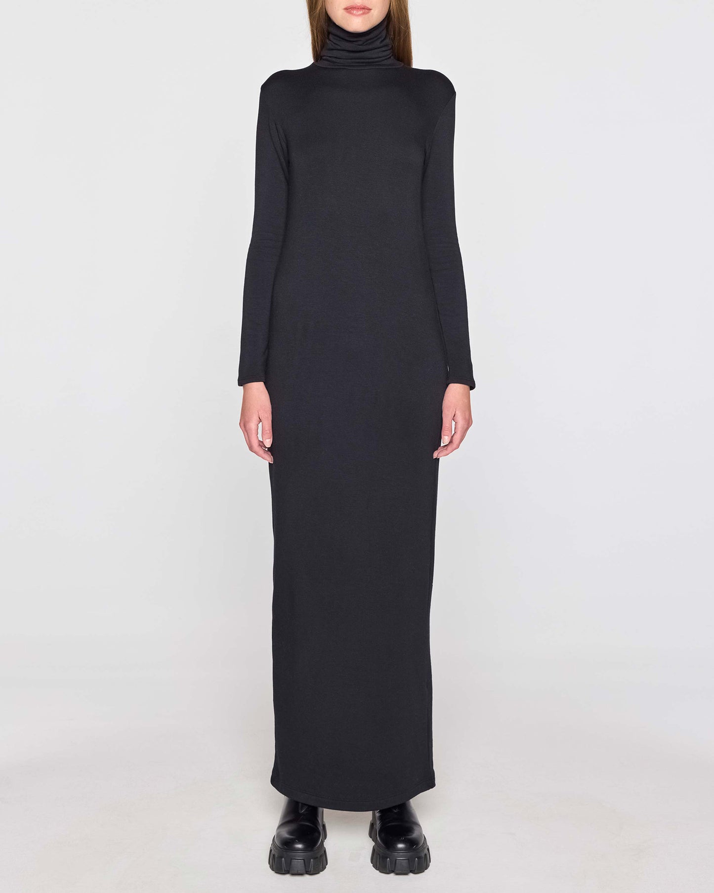 Black | The Turtleneck Dress Front