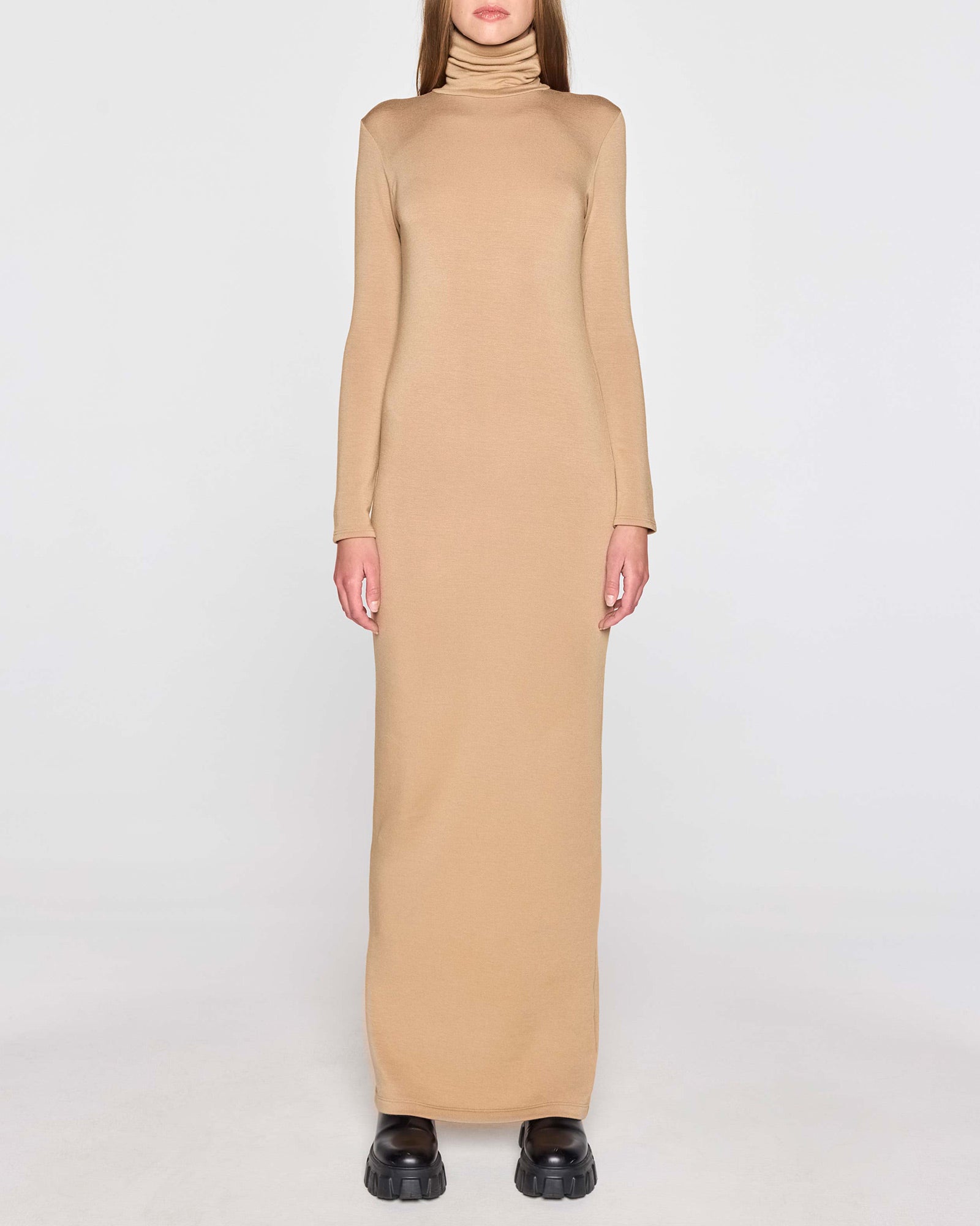Camel | The Turtleneck Dress Front