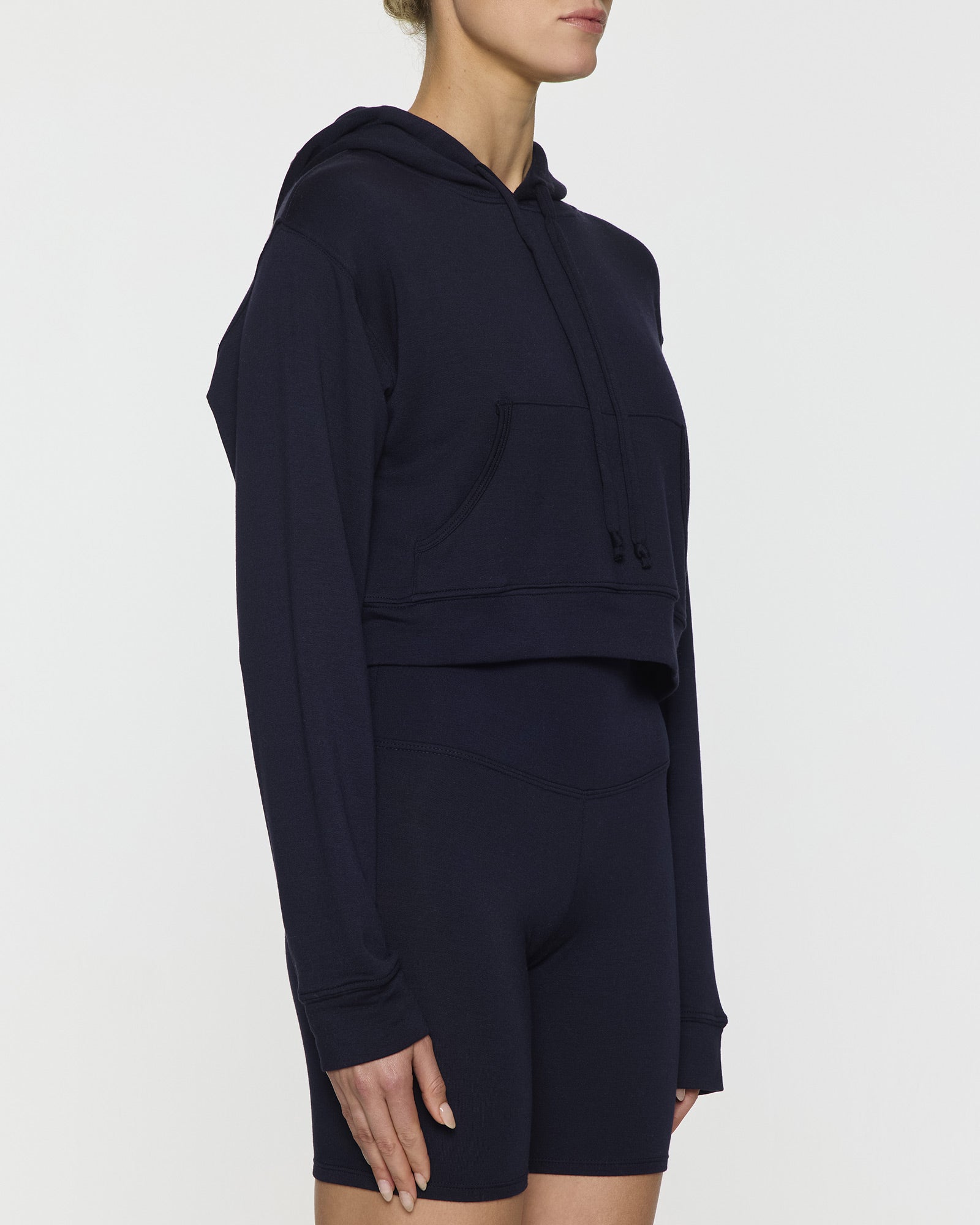 Navy | Kaia Crop Skater Hoodie designed with Kaia Gerber