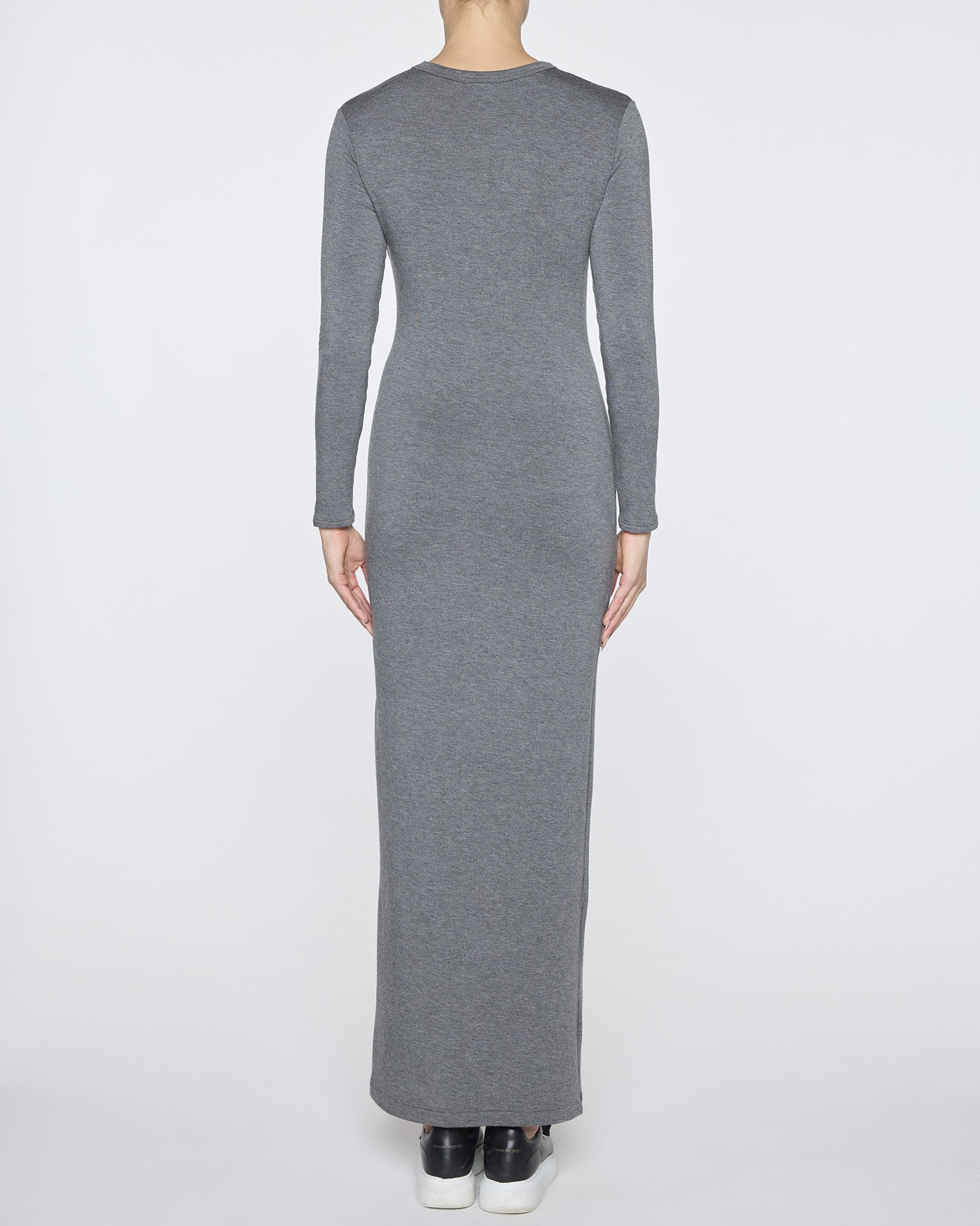 Dark Gray | Women's Long Sleeve Crew Neck Dress