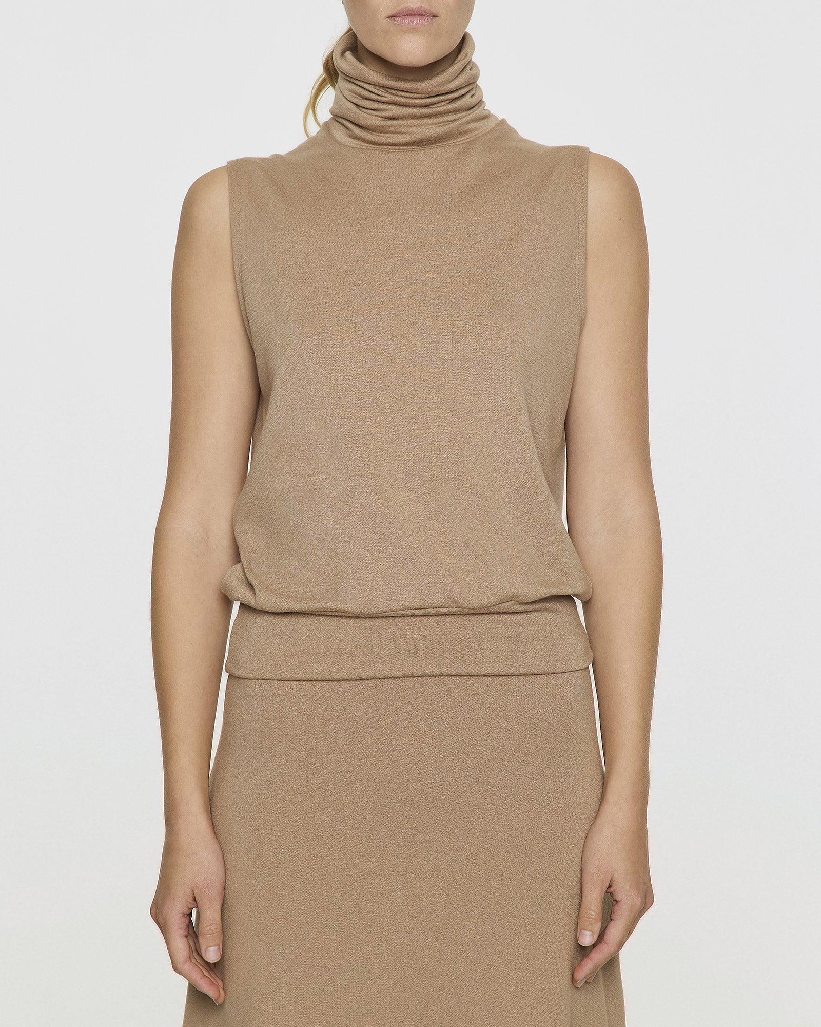 Camel | Sleeveless Turtleneck by Bleusalt