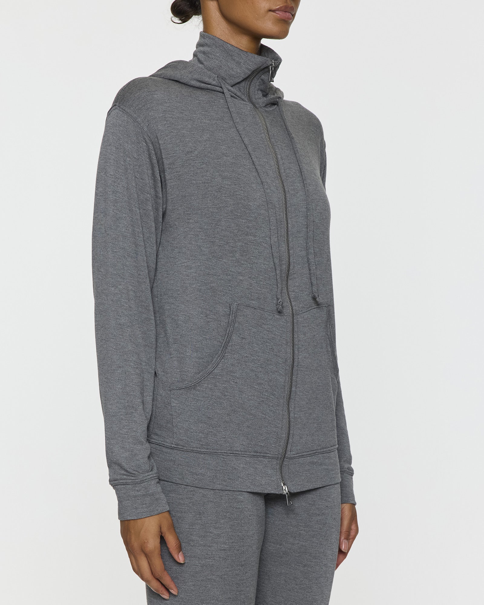 High collar zip sales hoodie